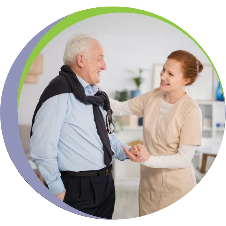 senior man with caregiver