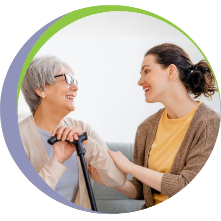 home aide with elder woman client
