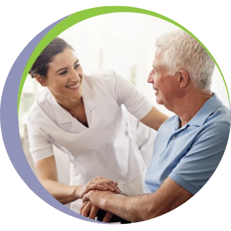 senior man with caregiver