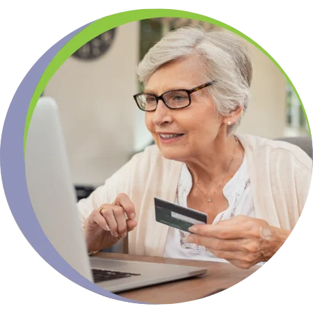 senior woman paying online