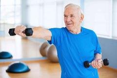 Senior man working out, empowering