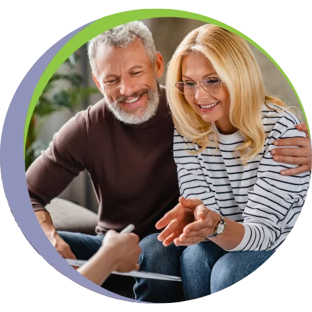 senior couple discussing long term insurance