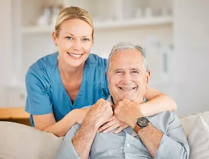 senior with caregiver
